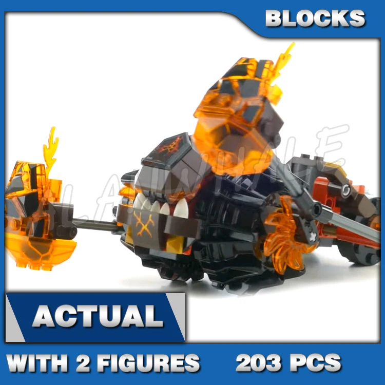 

203 шт. Nexoes Knights Moltor Lava Smasher Gigantic Rock Fists Book of Chaos 10481, строительные блоки, игрушка, совместимая с моделью