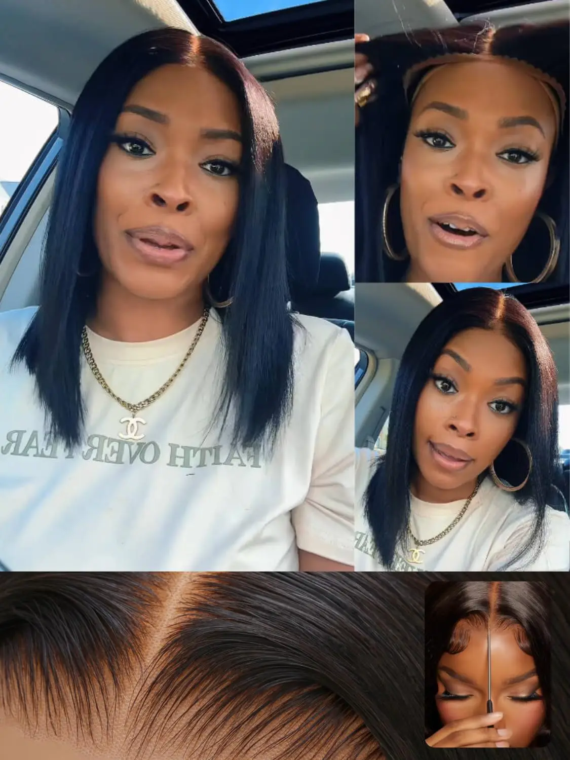 10A 글루리스 야키 스트레이트 6x4 밥 레이스 프론트 가발 인모 프리 플러킹 인비저블 매듭 프리 올인원 기성품 야키 가발