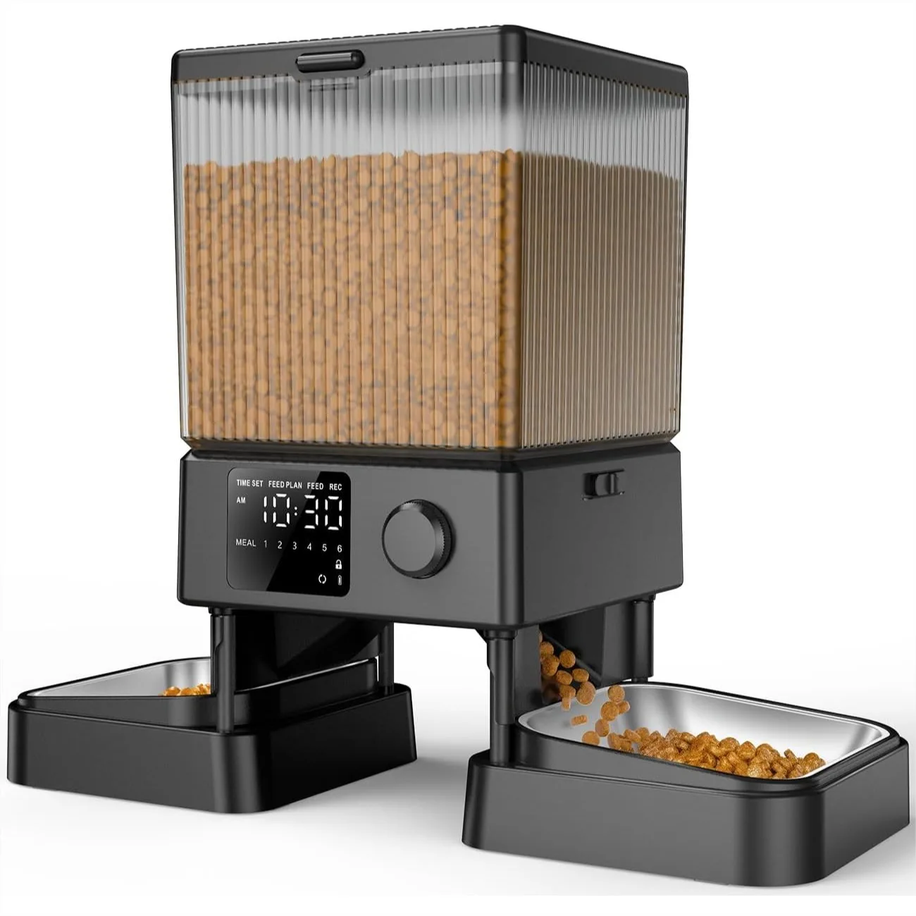 

Automatic Cat Feeder for 2 Cats, 20 Cups/5L Timed Cat Food Dispenser for Dry Food, Easy Setup with Voice Recorder