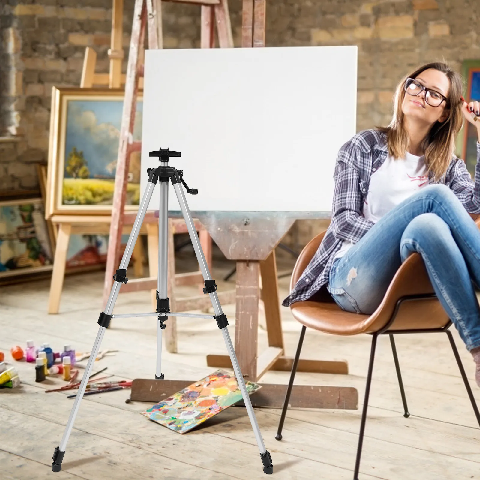 Foldable Artist Easel Adjustable Height Portable Tripod Painting Stand Non Slip Base Ideal for Outdoor Indoor Canvas Drawing view 5