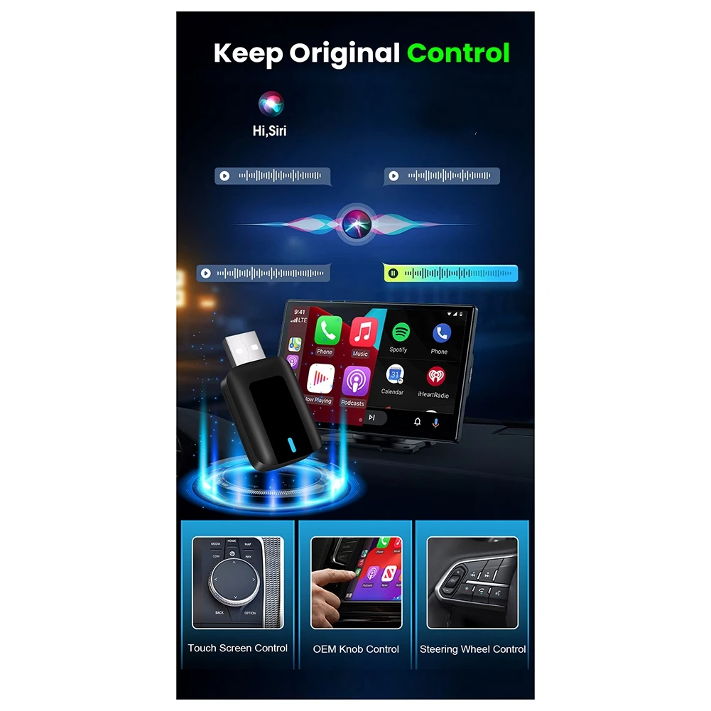 ABXHA CarPlay Android Auto Car Play Wired to Wireless for Apple Carplay USB Dongle Car Systems Adapter Wireless Smart TV Box