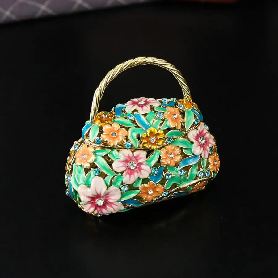 Diamond-studded Flower Handbag Jewelry Box.Flip-top Dust-proof Earring,ring Storage Box.Jewelry Collection Box Festival Gift Box
