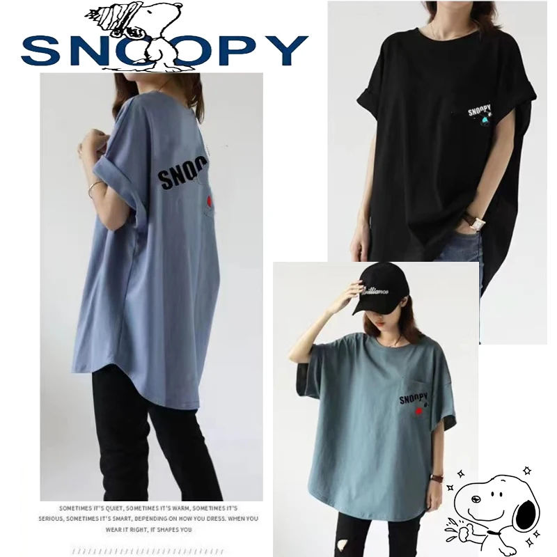 

New Snoopy Short-sleeved T-shirt Fashionable Trend Women's Summer Round Neck Loose Blouse Animation Leisure Cute Printed T-shirt