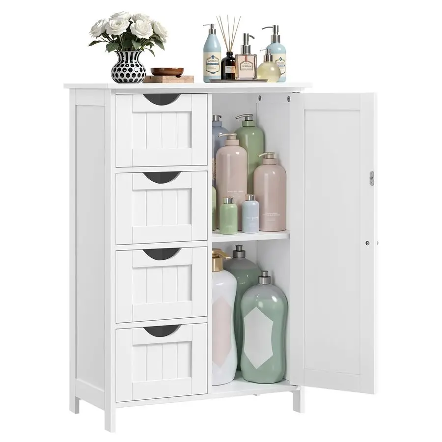 

Storage Cabinet with Drawers, Freestanding Floor Cabinet with Door, 11.8 x 21.7 x 32.3 Inches, Adjustable Shelf, for Bathroom,