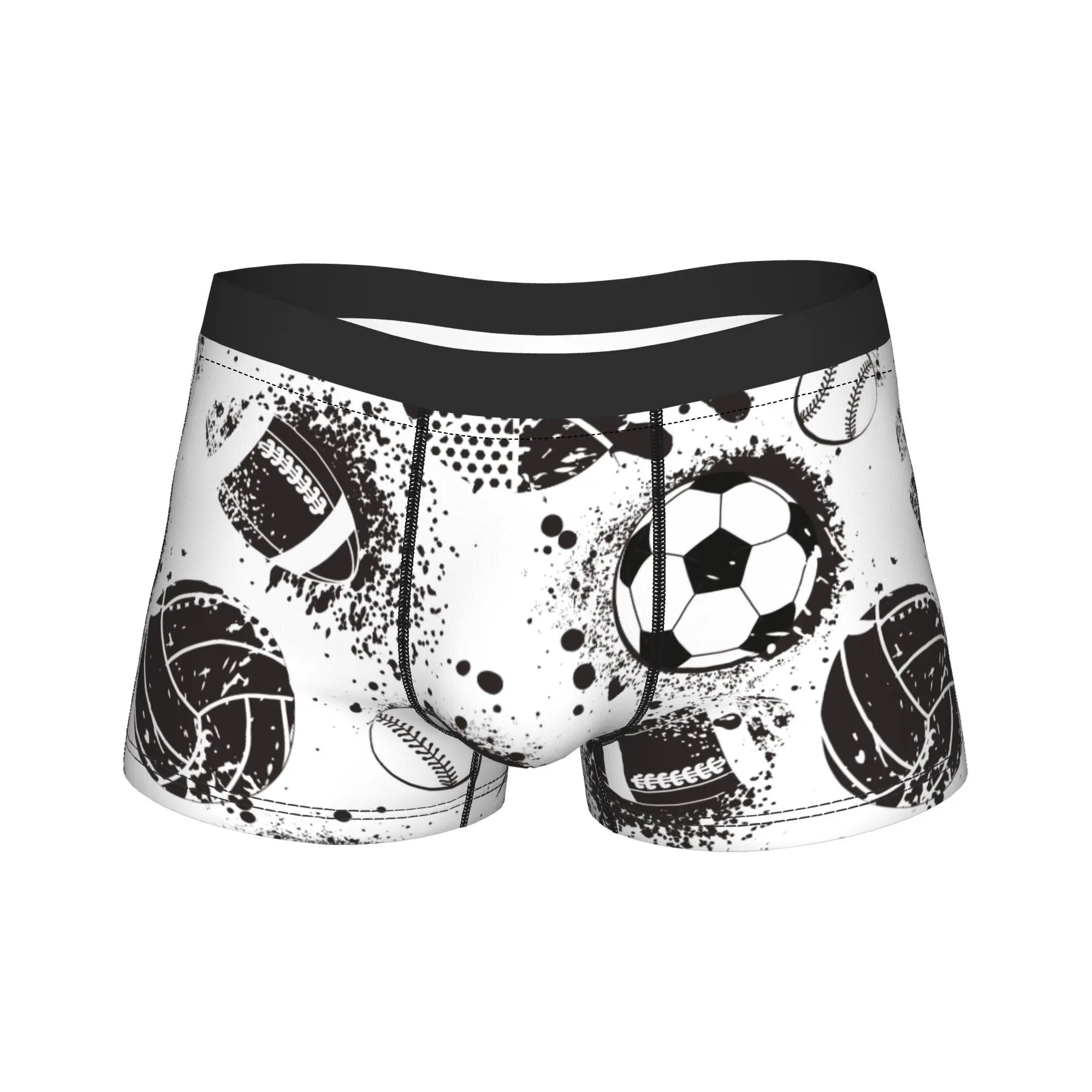 

Men Cartoon Soccer Ball Football Long Underwear Sexy Boxer Briefs Shorts Panties Male Soft Underpants M-XXL