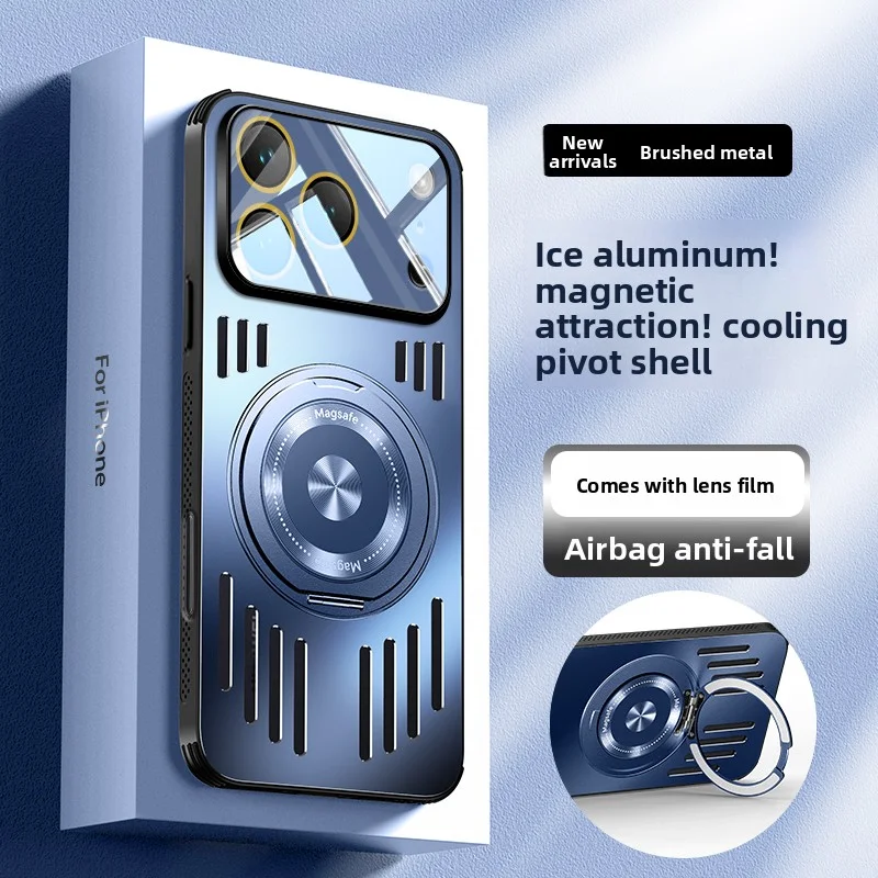 

For Apple iphone 17 Pro Max Case Hard heat dissipation magnetic Ring Stand Protect back cover For iphone 17 Air 16 15 Pro Max