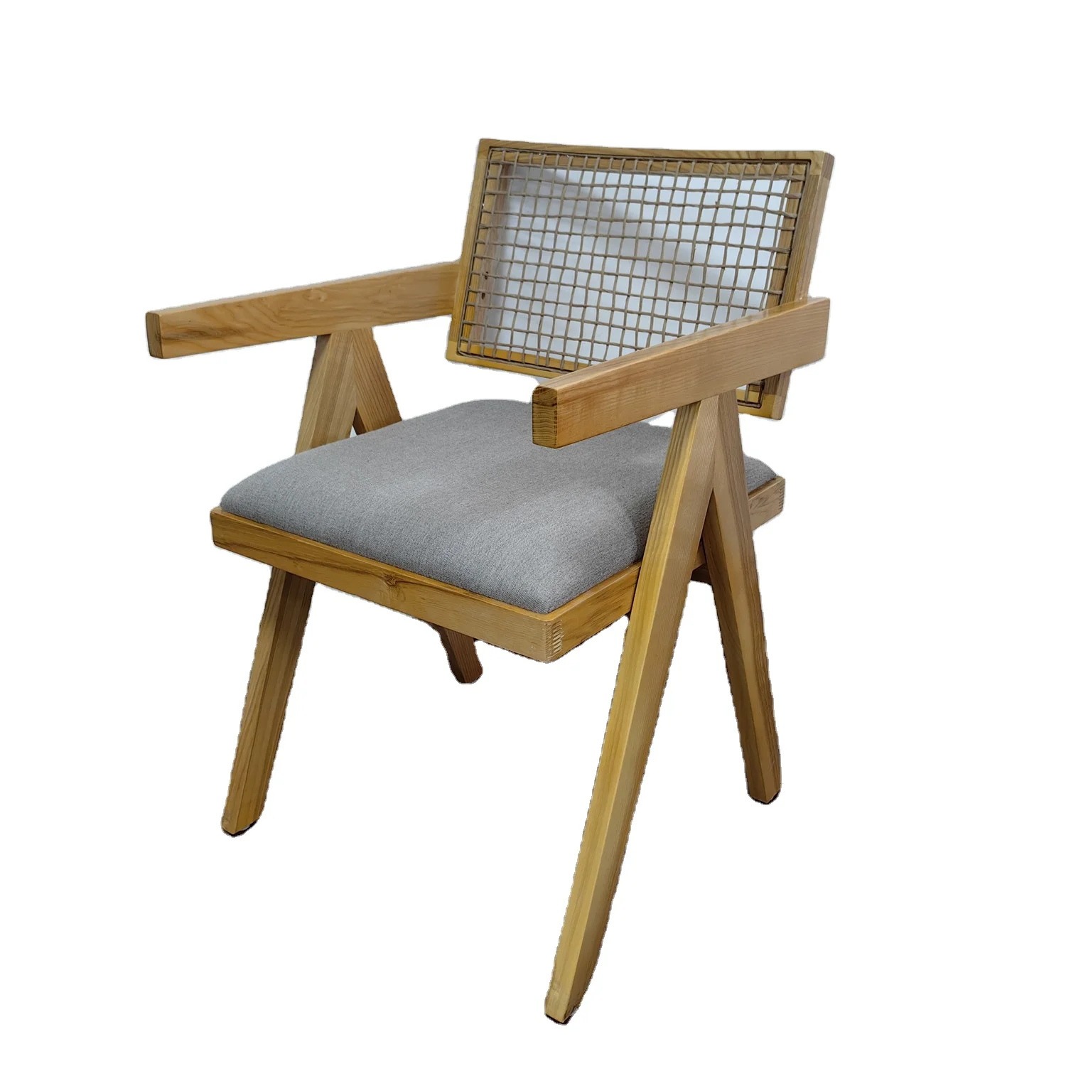 #Wholesale Wooden Chair Rattan Cafe Seat Back Home Mid Century Dining Nordic Wave Rattan Hotel Chair
