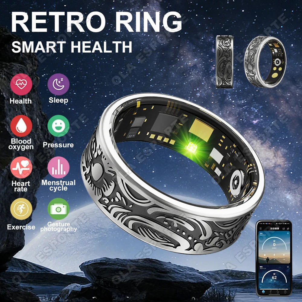 

Новое фитнес-кольцо 2026 года: ретро-дизайн, умное, с мониторингом пульса, давления, сна, для здоровья, с множеством спортивных режимов, водонепроницаемое