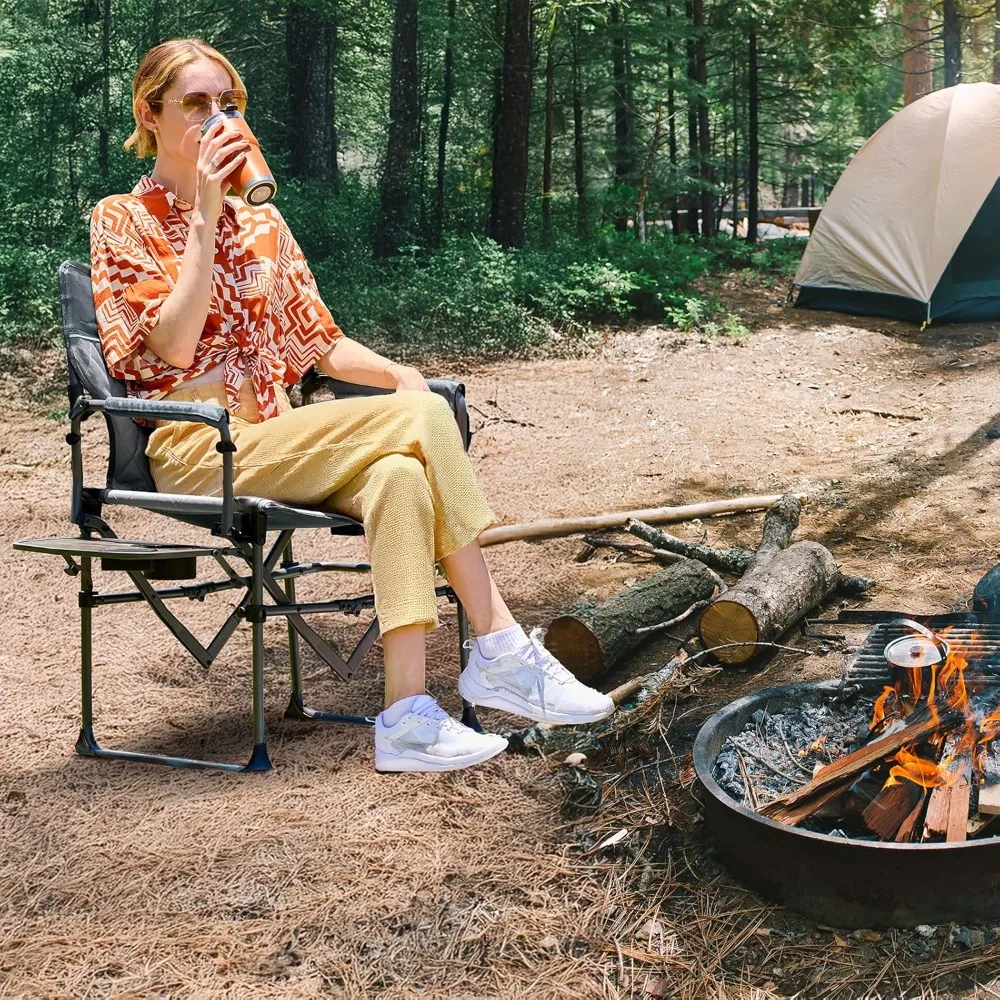 كراسي تخييم مكونة من قطعتين من الألومنيوم مع جيوب طاولة جانبية - كراسي حديقة محمولة قابلة للطي شديدة التحمل للأنشطة الخارجية #2