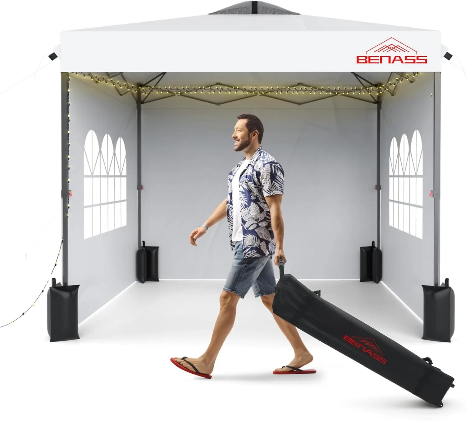 

Палатка-шатер 10x10 футов с боковыми стенками, легко устанавливаемая, усиленная, для вечеринок, для одного человека, белая