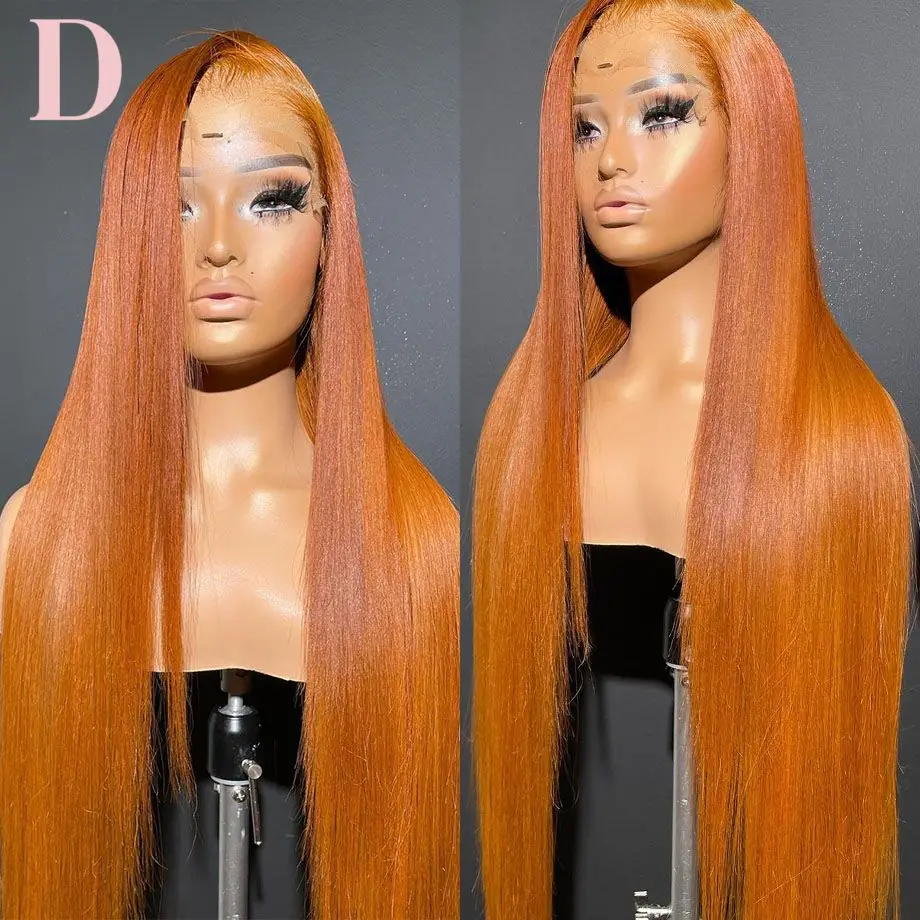 Ginger Orange Color Hd Lace Wig 13x6 Human Hair Brazilian Ginger 13x4 Straight Lace Frontal  Wigs Human Hair For Women