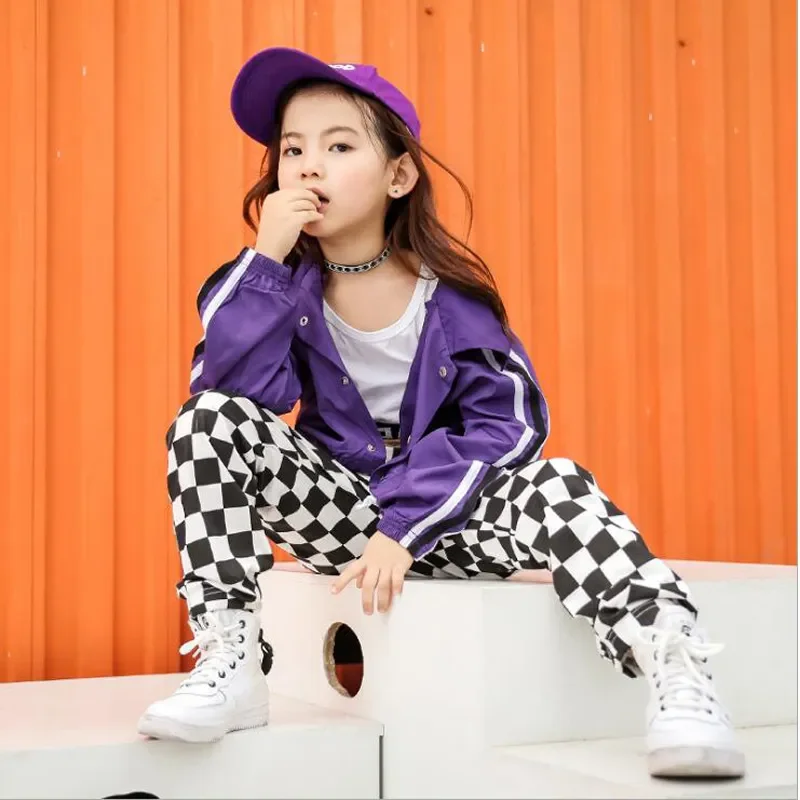 Suits Girls Crop Tops Pants Ballroom Dancing Stage wear Outfits Kids Hip Hop Performance Clothing Clothes Jazz Dance Costumes