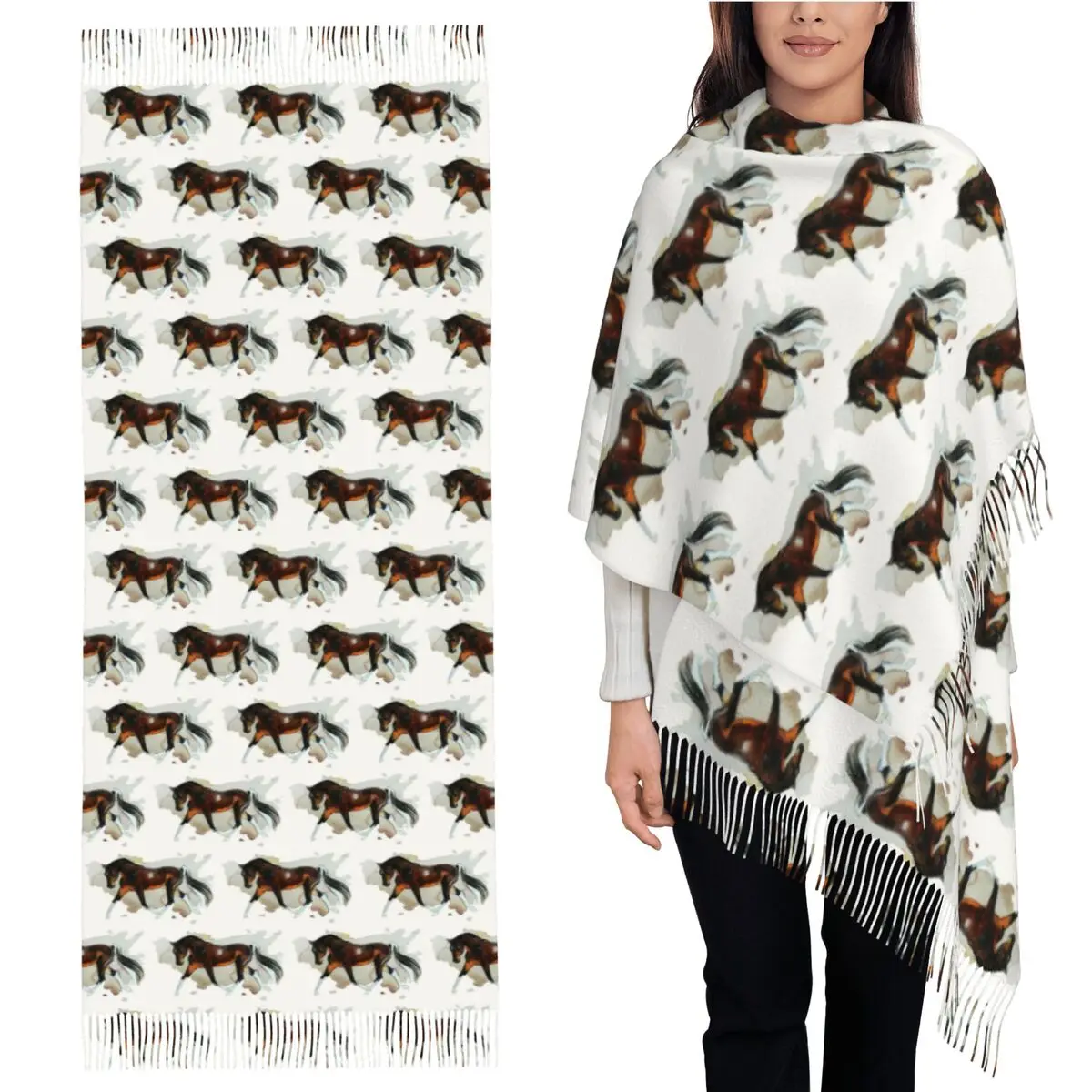 

Портрет шарфа Orbi, шарфы с кисточками для женщин, мягкие теплые шали и накидки, длинная осенне-зимняя шаль