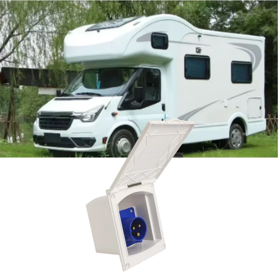 

Утопленная розетка для автофургона 230 в 16 А, черный/белый цвет