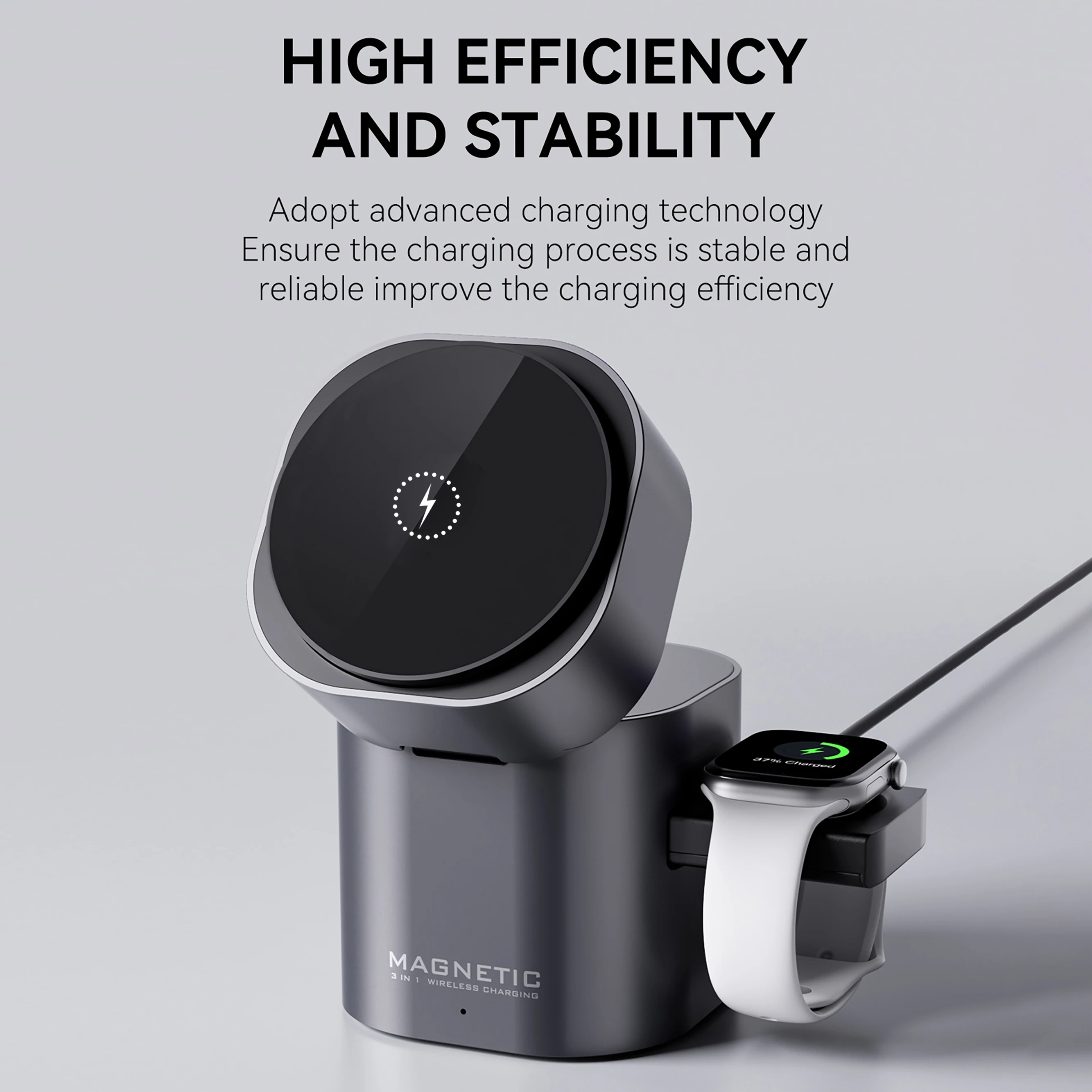 شاحن محطة شحن 3 في 1 قابل للتعديل شاحن لاسلكي سريع محمول لهاتف iPhone 16 ~ 12 Pro Max iWatch AirPods #6