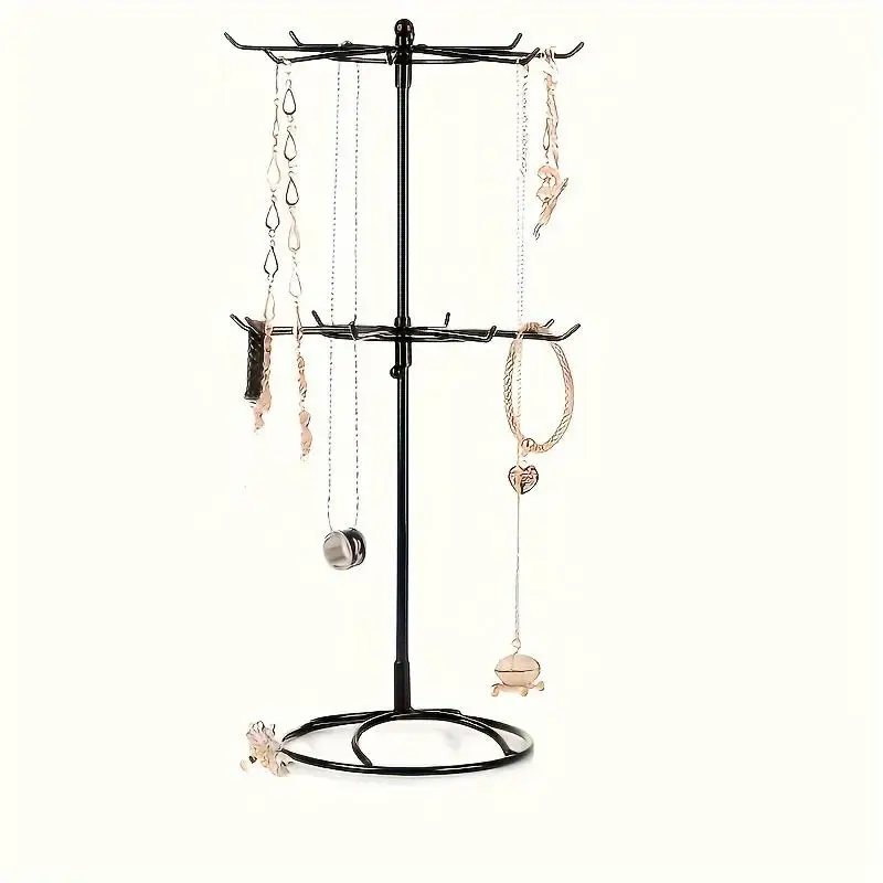 The rotating jewelry display shelf, the double-layer necklace storage rack, which can store bracelets,tiaras and keychains