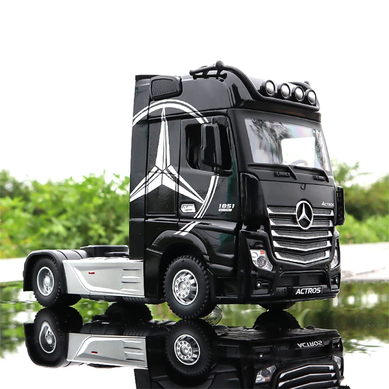 1/36 Alloy Trailer Truck Head Car Model Diecast Metal Container Truck Engineering Transport Vehicles Car Model Children Toy Gift