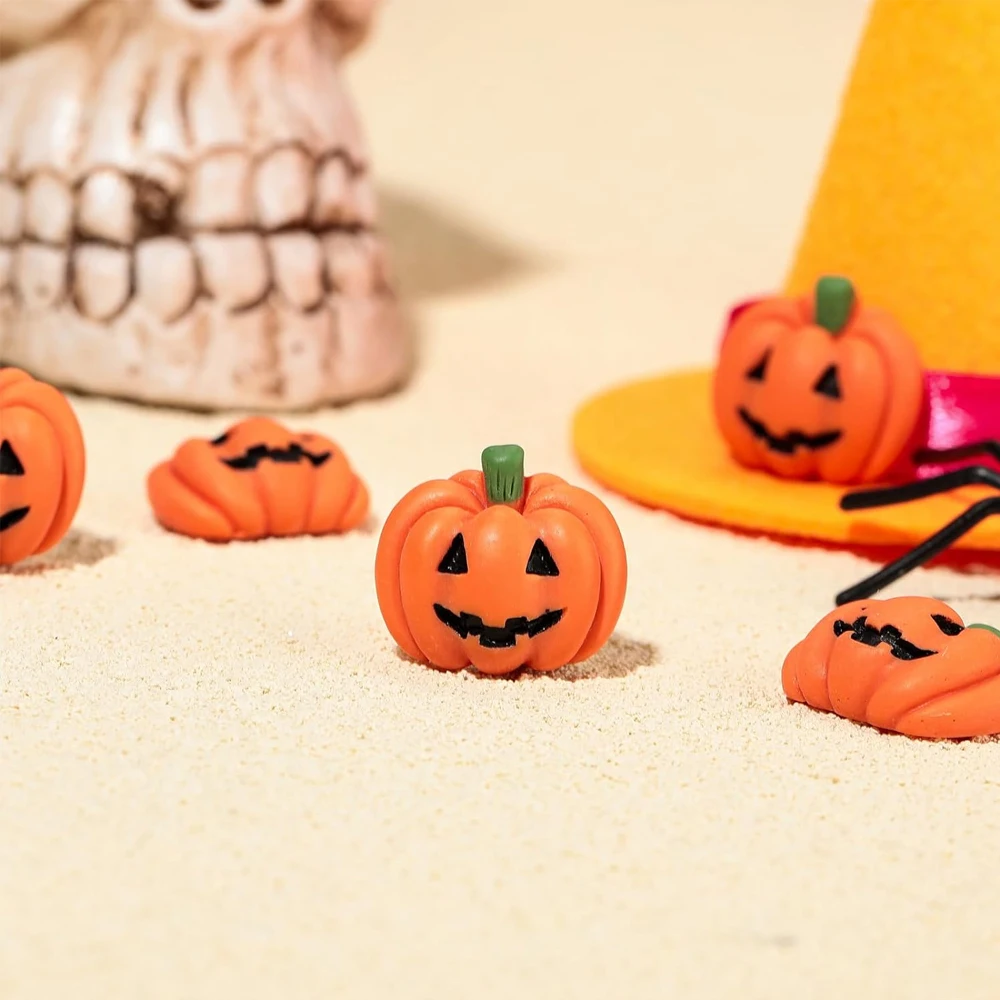 10/20pcs Halloween Resin Pumpkin Miniatures, Flatback Charms for Micro Landscape Home DIY Craft Decoration Supplies