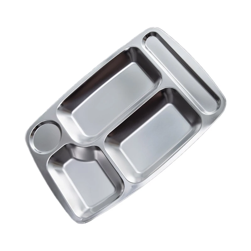 304Stainless Steel Portion Control Plate Divided Plate Compartment Tray Suitable for Dinners and Business Kitchen Use