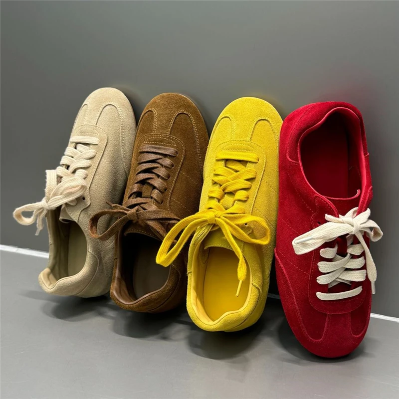 NORAZORA 4 สีหนังวัวหนังกลับผู - Women'S Yellow Fashion Sneakers บทวิจารณ์และราคา