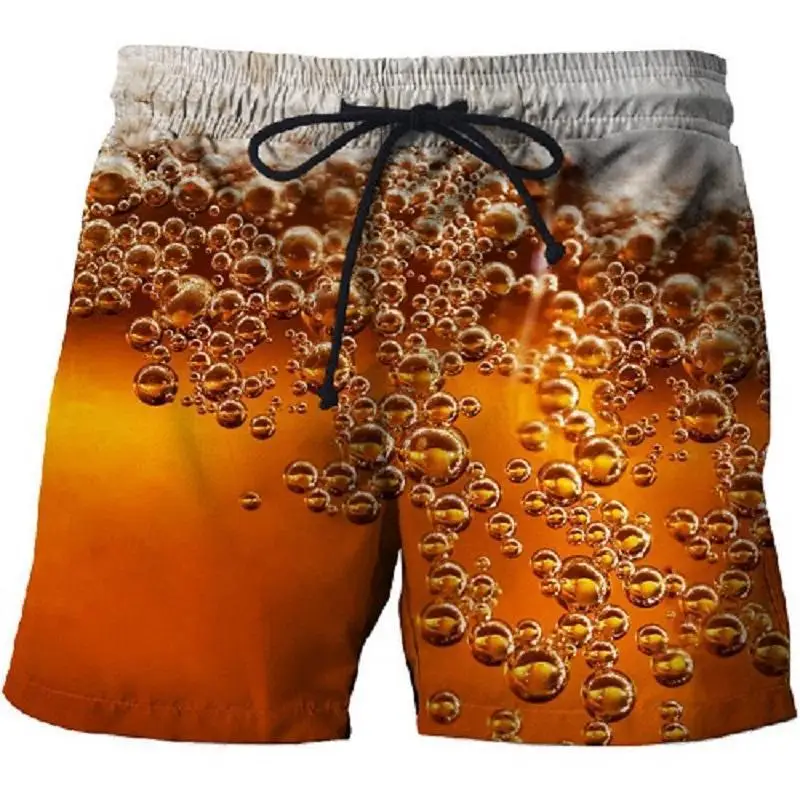 Men's Shorts Swim Shorts Summer New Swim Trunks Drawstring Beer Graphics Quick Dry Short Casual Holiday Hawaiian Micro-elastic