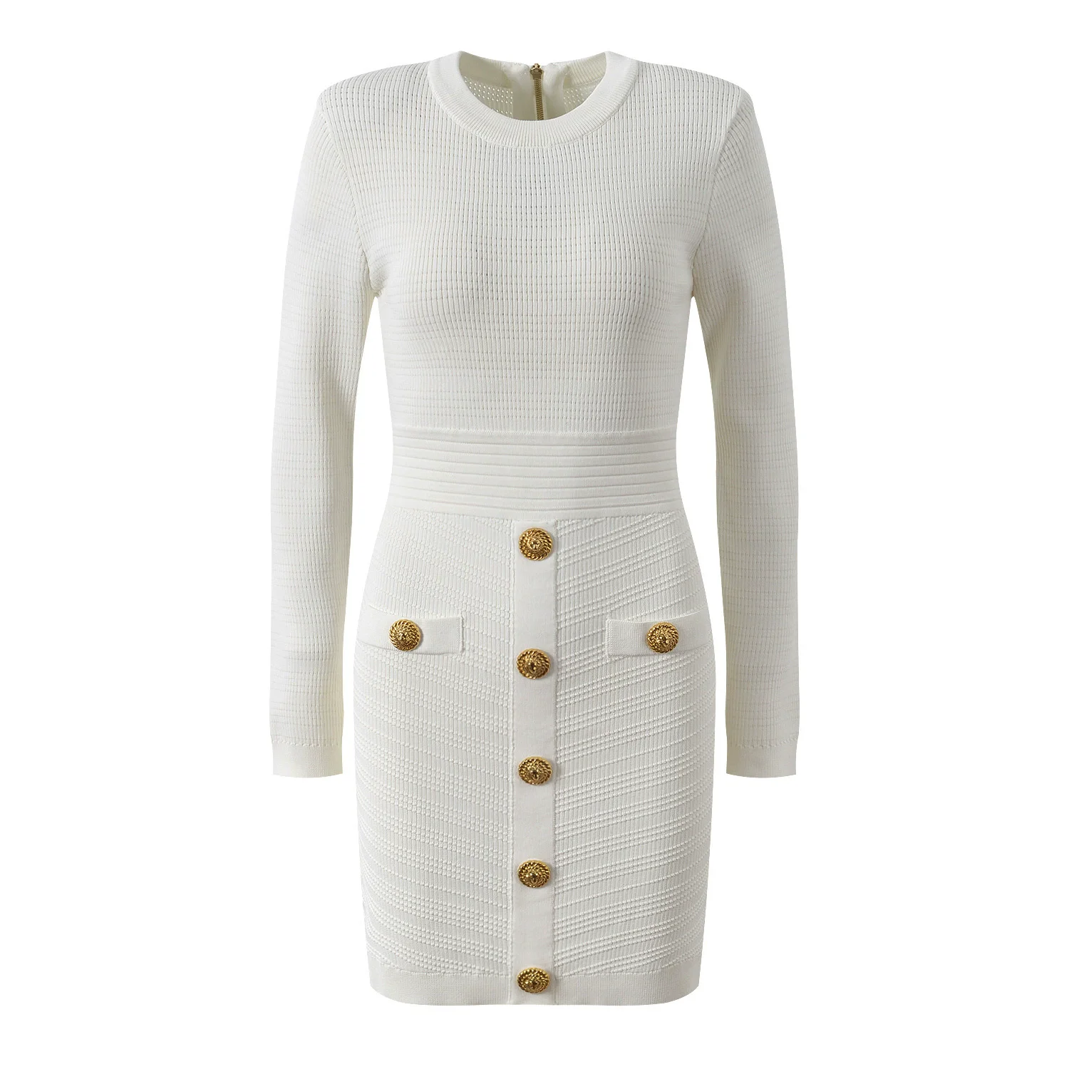 

Новое вязаное платье высокого качества, осень-зима 2025 года, женское облегающее платье-свитер на пуговицах с длинными рукавами, белое, розовое, черное, облегающее платье-свитер