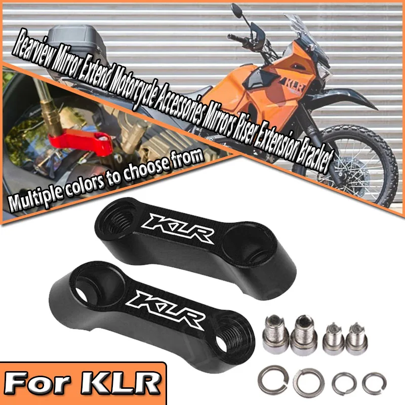 10mm 8mm Rearview Mirror Extend Motorcycle Accessories Mirrors Riser Extension Bracket For KLR 650 KLR650 KL650E 2008-2023
