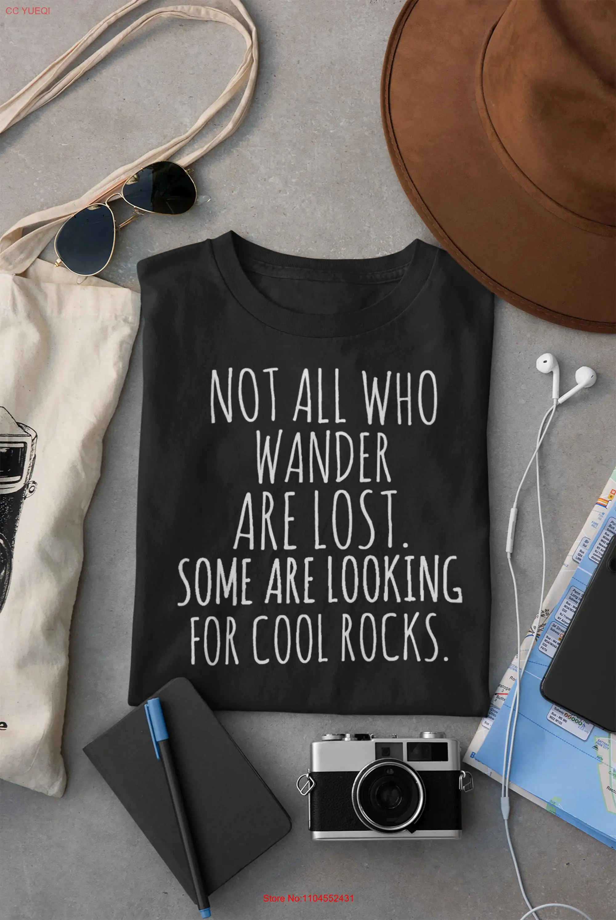 Rock Collector T Shirt Not All Who Wander are Lost Some Looking for Rocks Geologist Hound Funny long or short sleeves