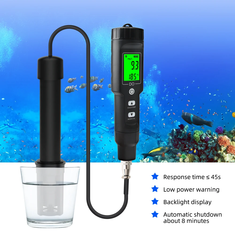 Digital Dissolved Oxygen Meter D09100 Professional Dissolved Oxygen Analyzer Oxygen Concentration Tester 0,0-40.0 mg/L