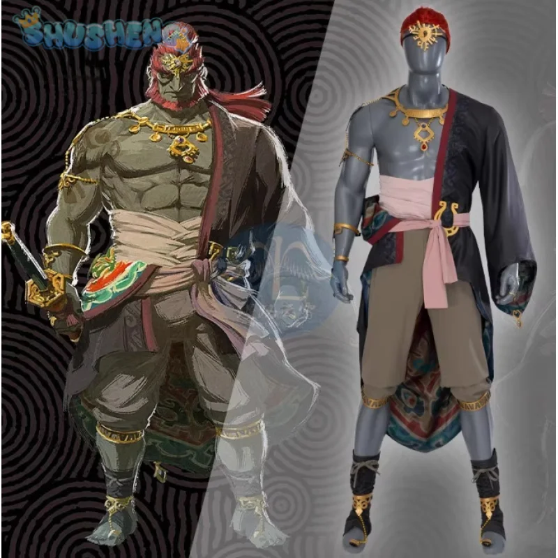 Zelda: Tears of the Ganondorf Cosplay Costume Coat, props and accessories, Halloween carnival Men uniform Ganondorf set XS-XXXL