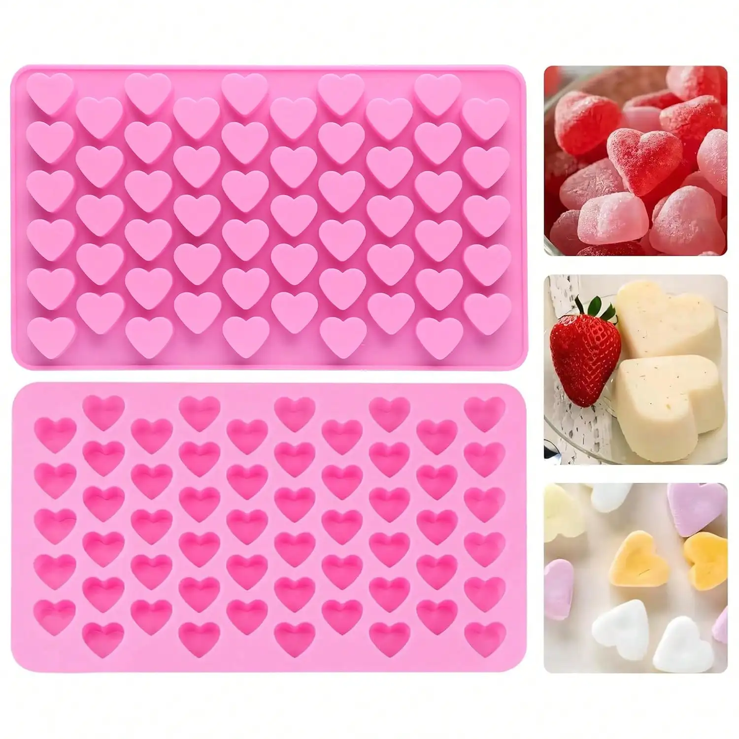 Mini Heart Silicone Mold: Non-Stick Chocolate Molds with Droppers - Baking Cake Tray for Dessert Pastry Snack Wax Melt Ice Cube