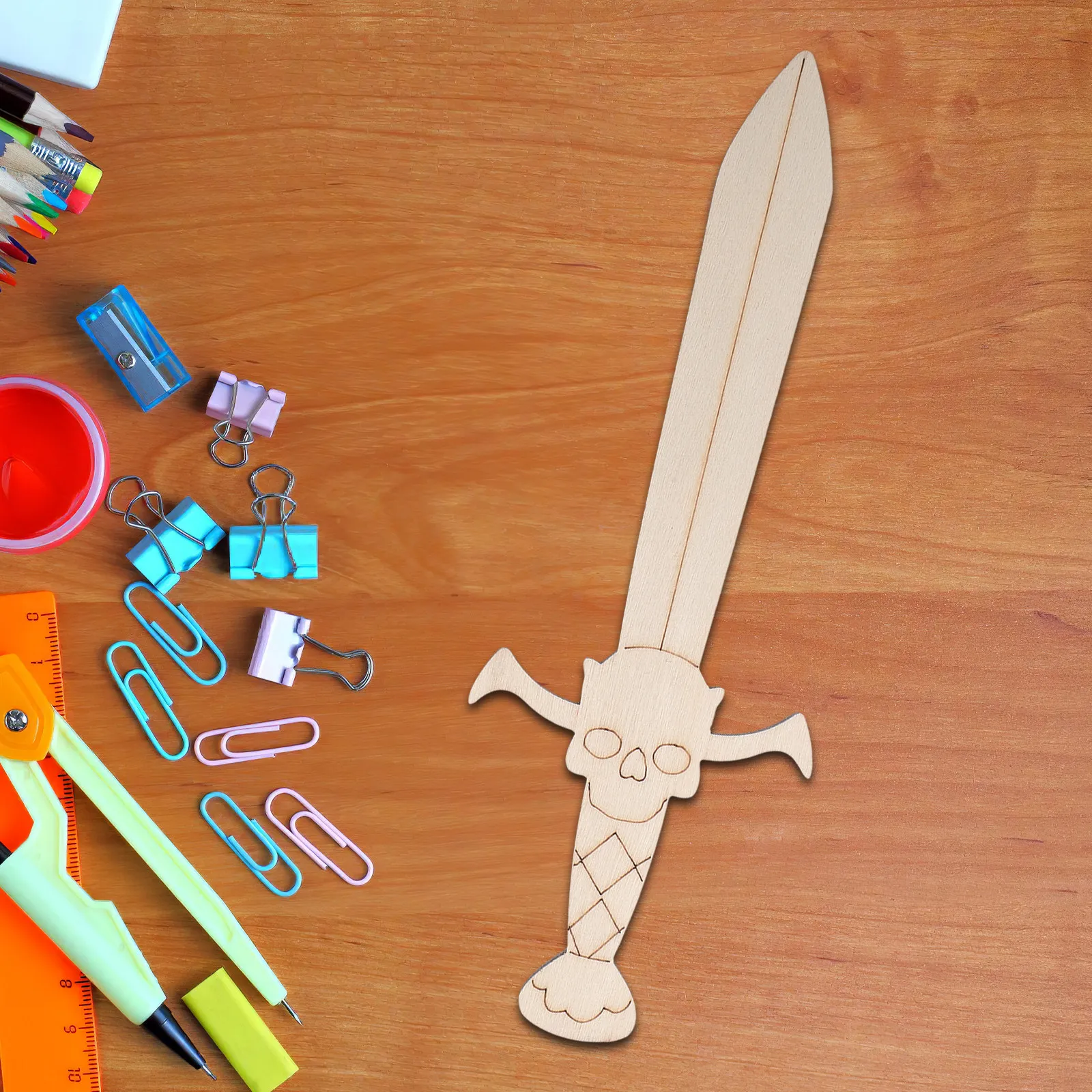 

20 шт. деревянных заготовок в пиратском стиле для детского творчества, росписи, поделок, вырезки из дерева в форме мечей, натуральные заготовки для рукоделия