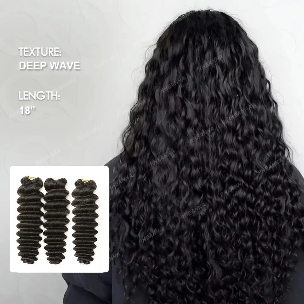 Rambut Manusia Crochet Loose Deep Wave 14-20 Inch, Tanpa Sambungan, Model Feather Crochet, 100% Rambut Manusia Asli