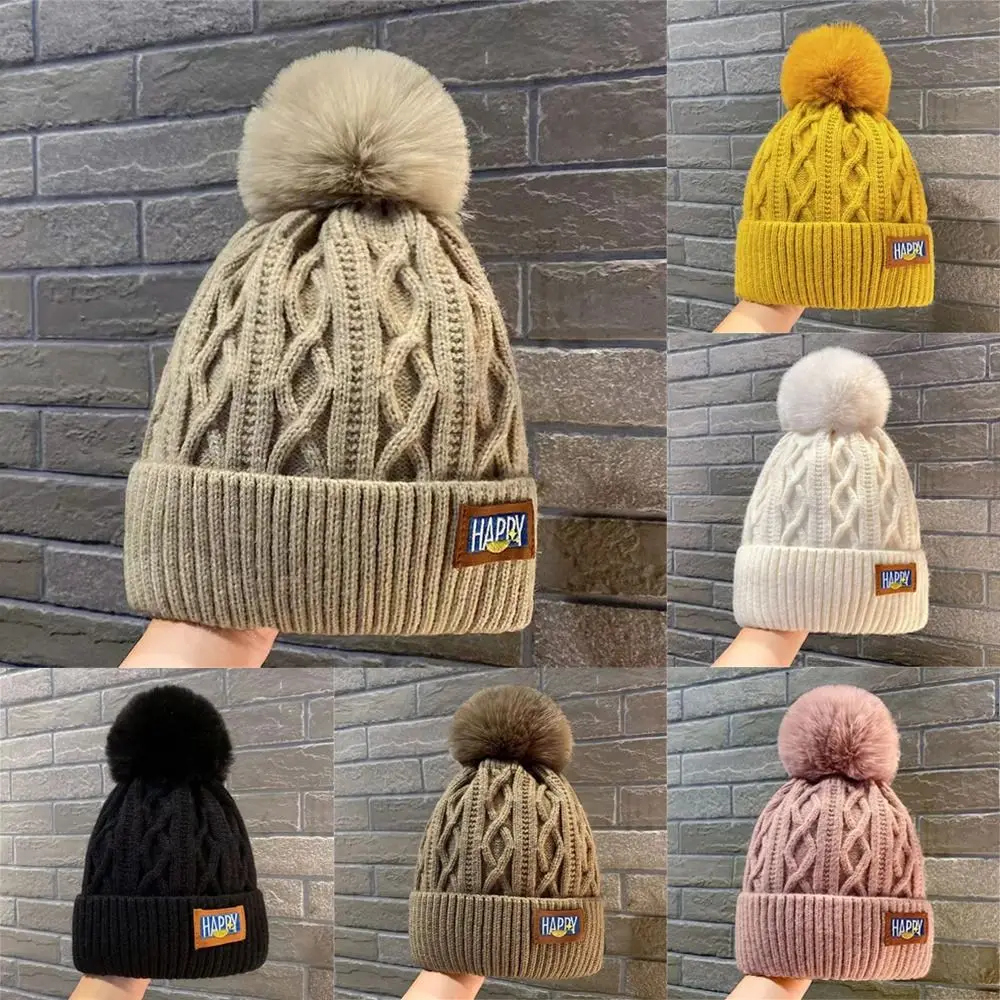 Moda donna Casual berretto lavorato a maglia pompon cappello Hairball cappello addensato inverno Outdoor cappello caldo cappelli Beanie alla moda