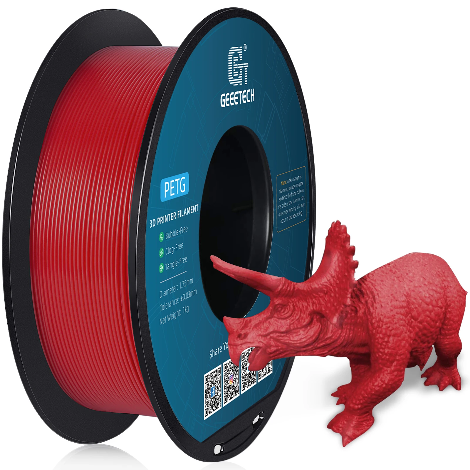 GEEETECH 1kg 1.75mm 1KG(2.2LBS) Pure PETG, 3D Printer Filament, Vacuum Packaging,Tangle-Free, 3d printing materials