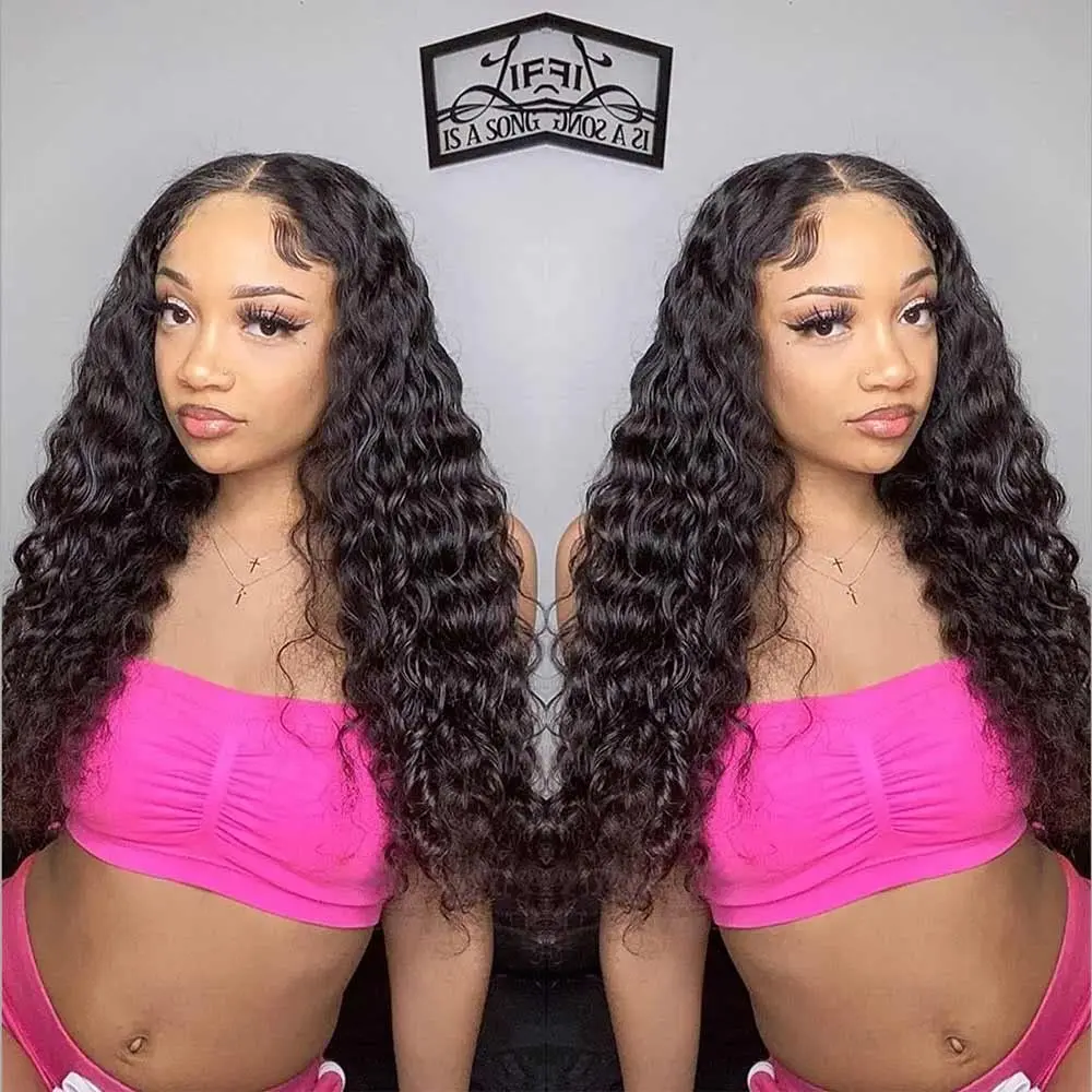 

360 HD Transparent Lace Frontal Human Hair Wigs Peruvian Deep Wave Lace Frontal Wig Curly Human Hair Lace Front Wigs For Women