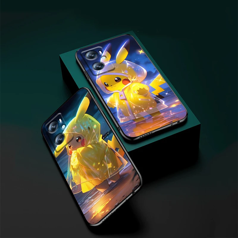 Trend Cartoon Cute Pokemon For OPPO Find X6 X5 X3 A54S A5 A94 A16 A53S A57 A74 A72 A98 A78 A96 A9 5G Black Cover Phone Case