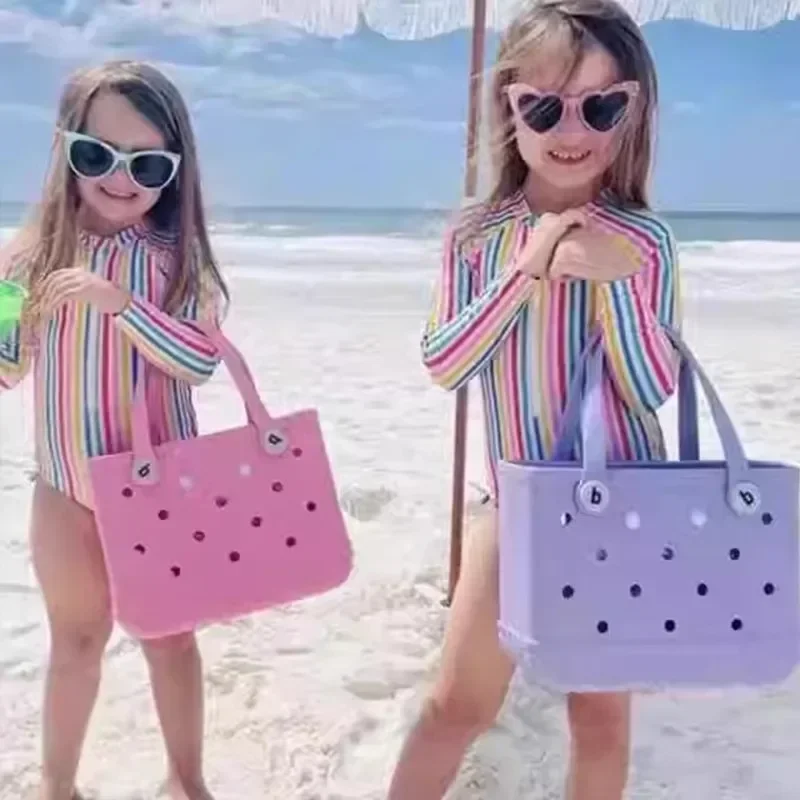 Cesta de almacenamiento de goma EVA impermeable para mujer, Mini bolsa de playa para niños, bolsa de compras, bolsa de Picnic, monederos para niños