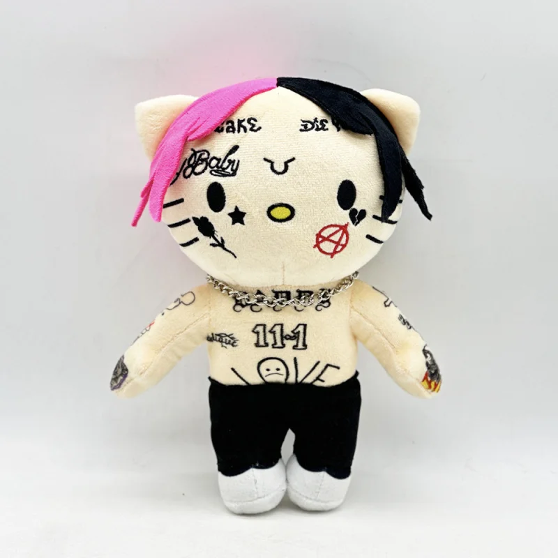 Hello Kitty as Rapper Singer Lil Peep Plush Doll Plushies Stuffed Toys 23CM Cute Pillow Dolls Kids Boys Girls Birthday Gifts