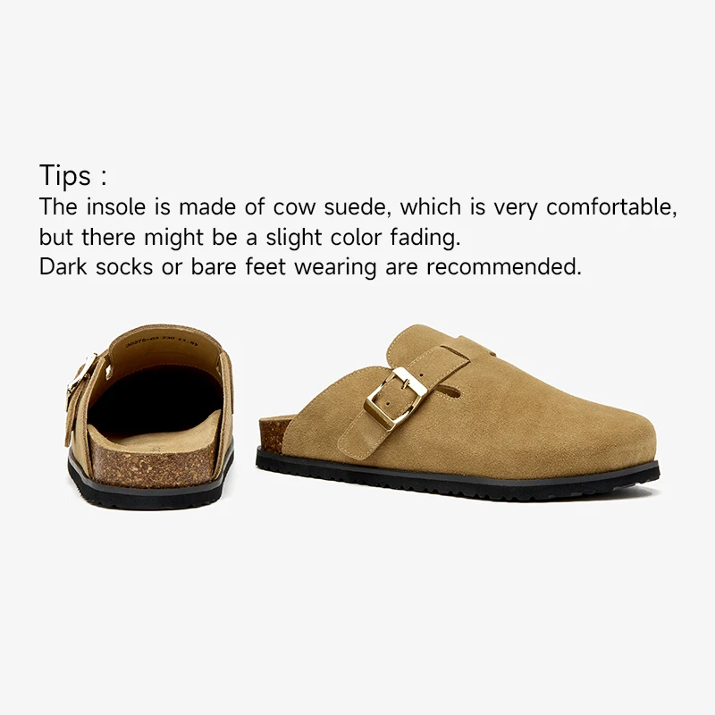 BEAUTODAY Leisure Flatforms Women Genuine Cow Suede Metal Buckle Slip-on Solid Color Round Toe Spring 2023 Handmade 36275