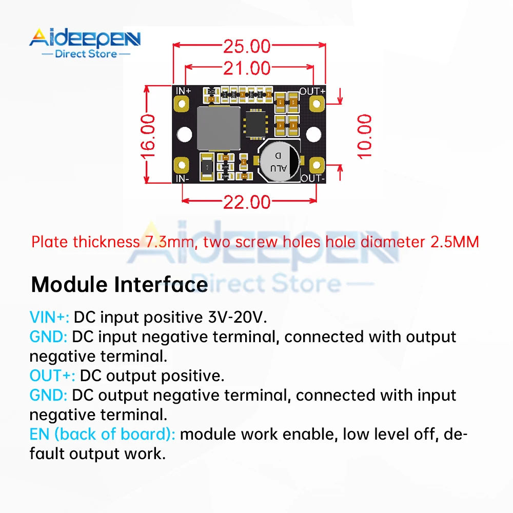 DC-DC Boost Buck Converter Automatic Step Up Step Down Module 3-20V to 3.3V 5V 12V 3.5A Lithium Battery Power Management Module