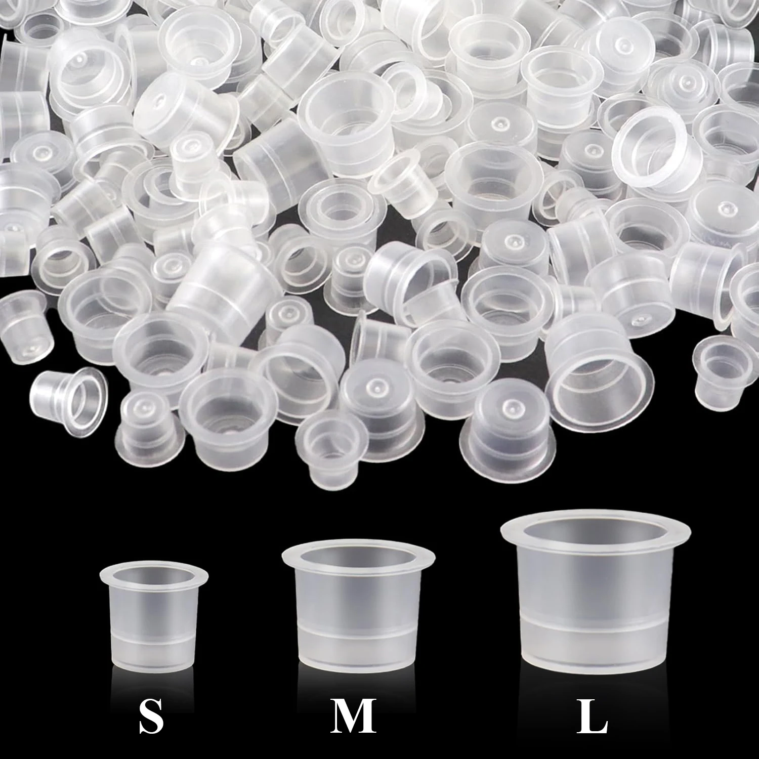 1001pcs Tattoo Ink Cups Caps 8/11/15mm Plastic Pigment Clear Holder Container for Permanent Makeup Tattoo Accessories