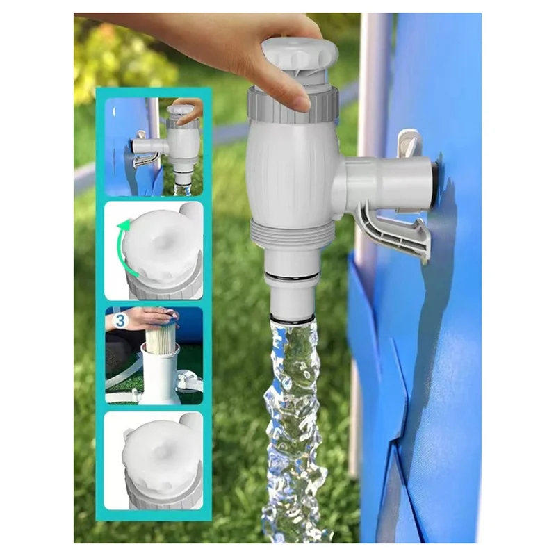 

Pool Hose Adapter Two-In-One Plunger Valve With Plunger Valve And Pipe Bracket Swimming Pool Accessories