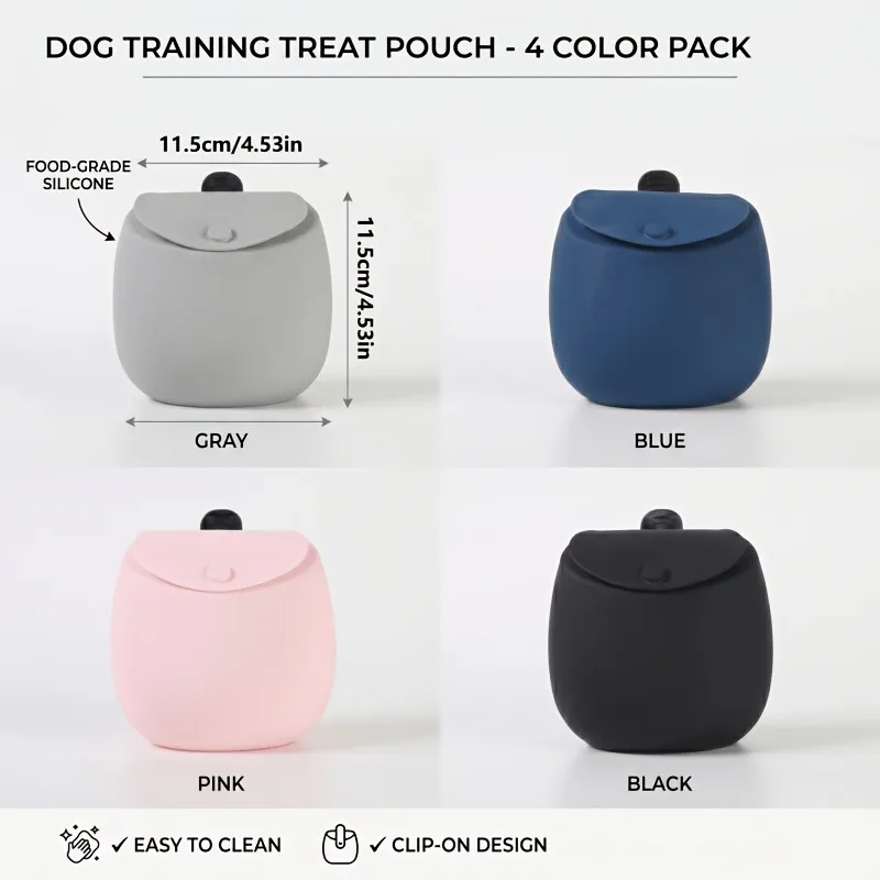 1Pc Portable Silicone Puppy Snack Storage Bag, Magnetic Closure Dog Training Treat Pouch With Durable Clip For Walking Training - view 3