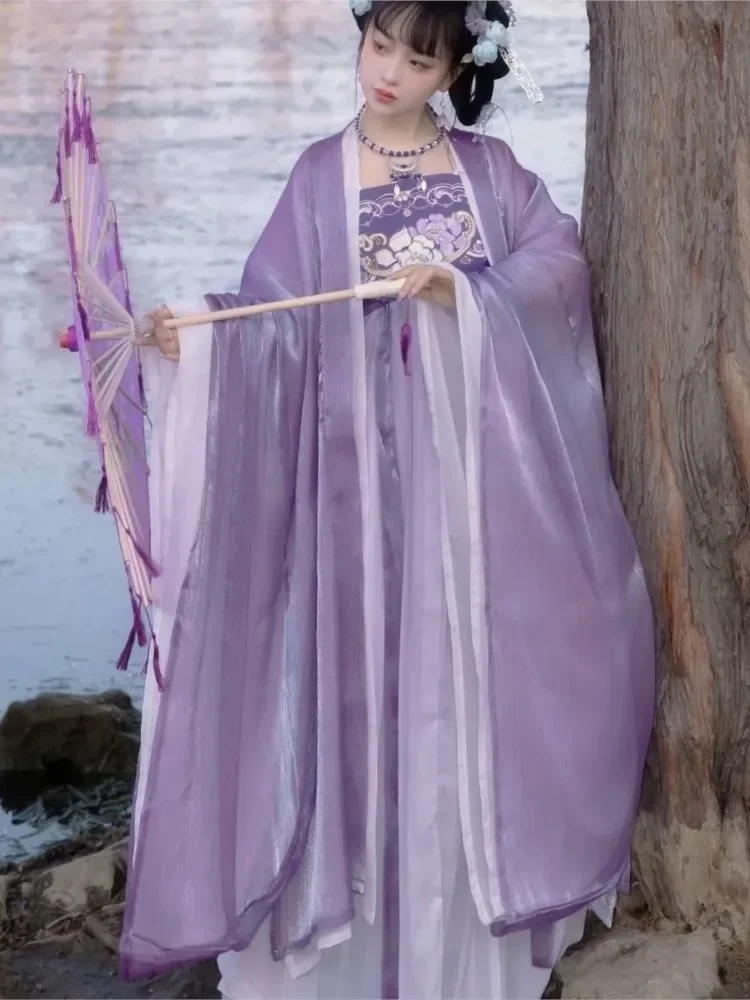 2023 Autumn Women Retro Purple Fairy Dress Chinese Style Traditional Hanfu Cosplay Costume Party Dress Cute Princess Dresses