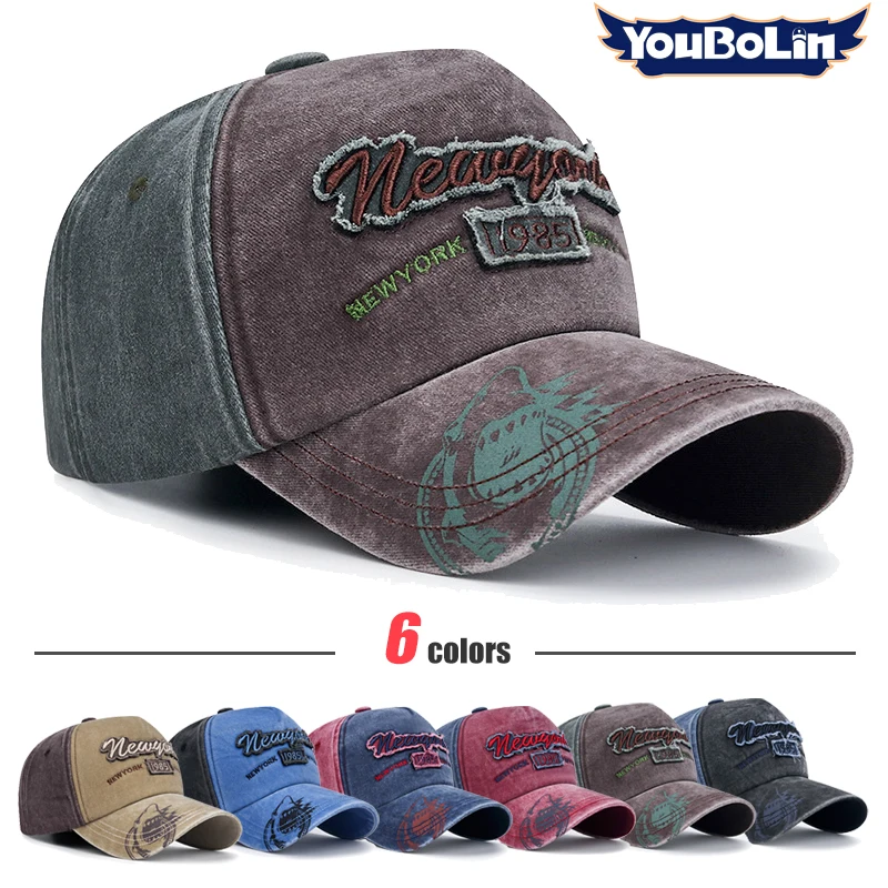 

New style washed flying patch three-dimensional embroidered letters baseball cap for men and women youth old sun hat