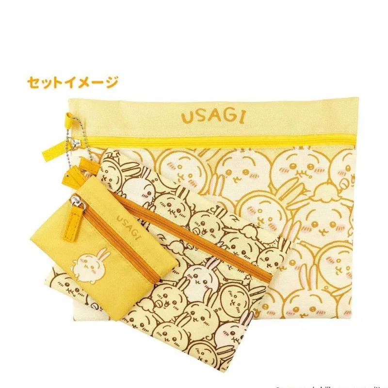 

Chiikawa File Bag 3 Piece Set Usagi Cartoon Cute Figure Student Stationery Pencil Case Cosmetics Storage Bag Portable Handheld