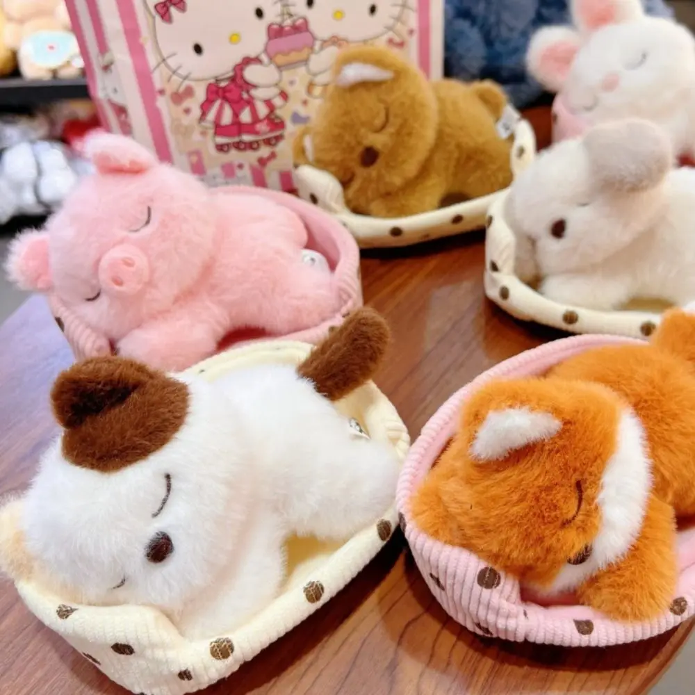 

PP Cotton Sleep Animal Plush Toys Appease Fluffy Lie Prone Animal Toys Ornaments Lifelike Cartoon Rabbit Bear Pig Doll