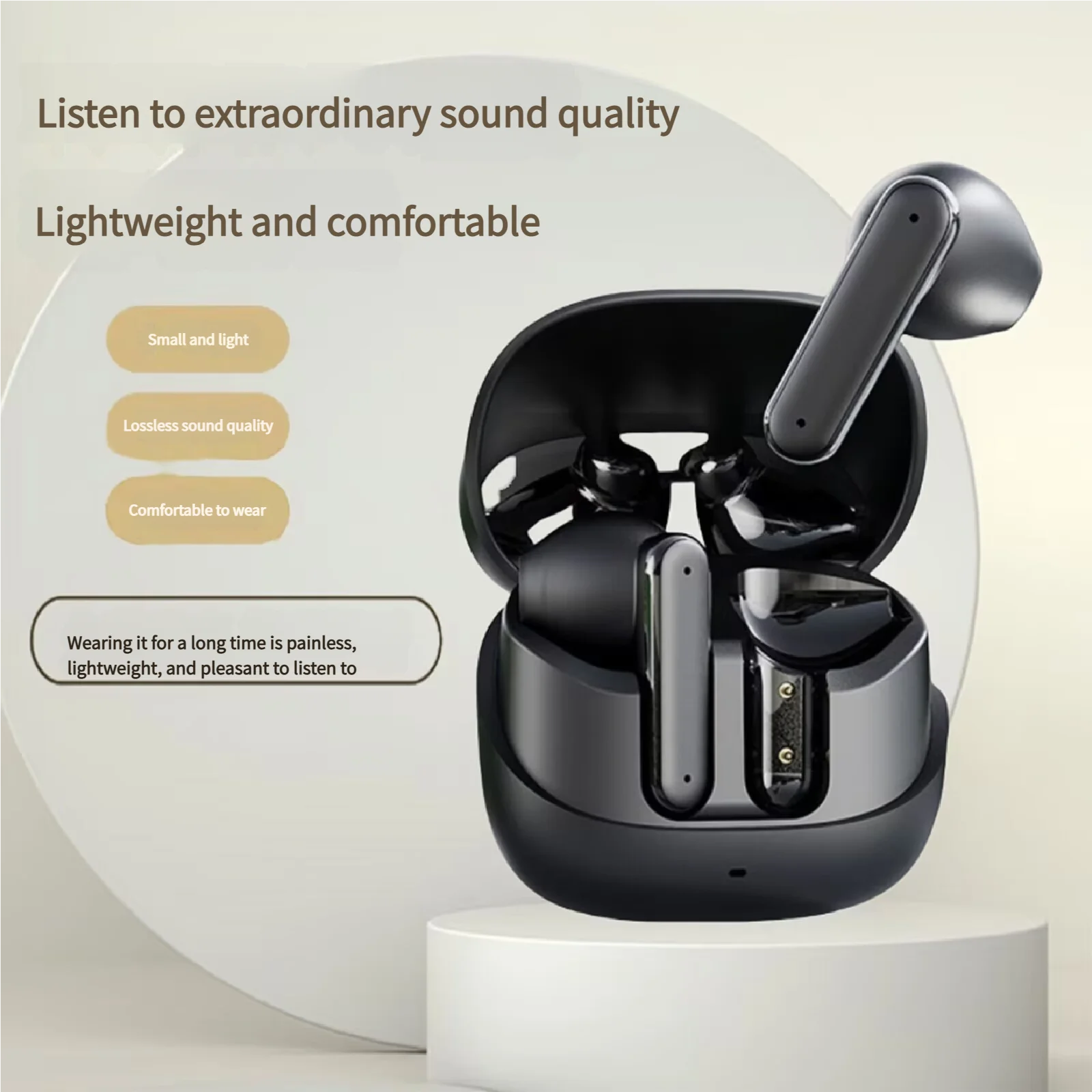 Q21 Electroplated Wireless Bluetooth Half In Ear Earbuds Noise Cancelling For Calls Ultra Long Battery Universal Fit