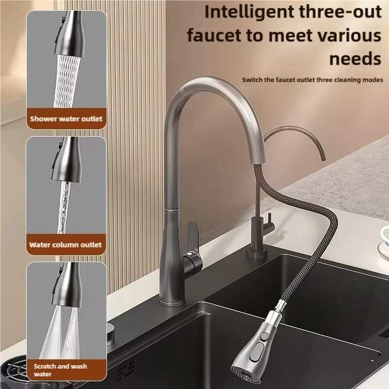 อ่างล้างจานสแตนเลสพร้อมระบบกรองน้ำอัจฉริยะ อเนกประสงค์ ช่องล้างสองช่อง ทำความสะอาด ฆ่าเชื้อ และกรองผลไม้